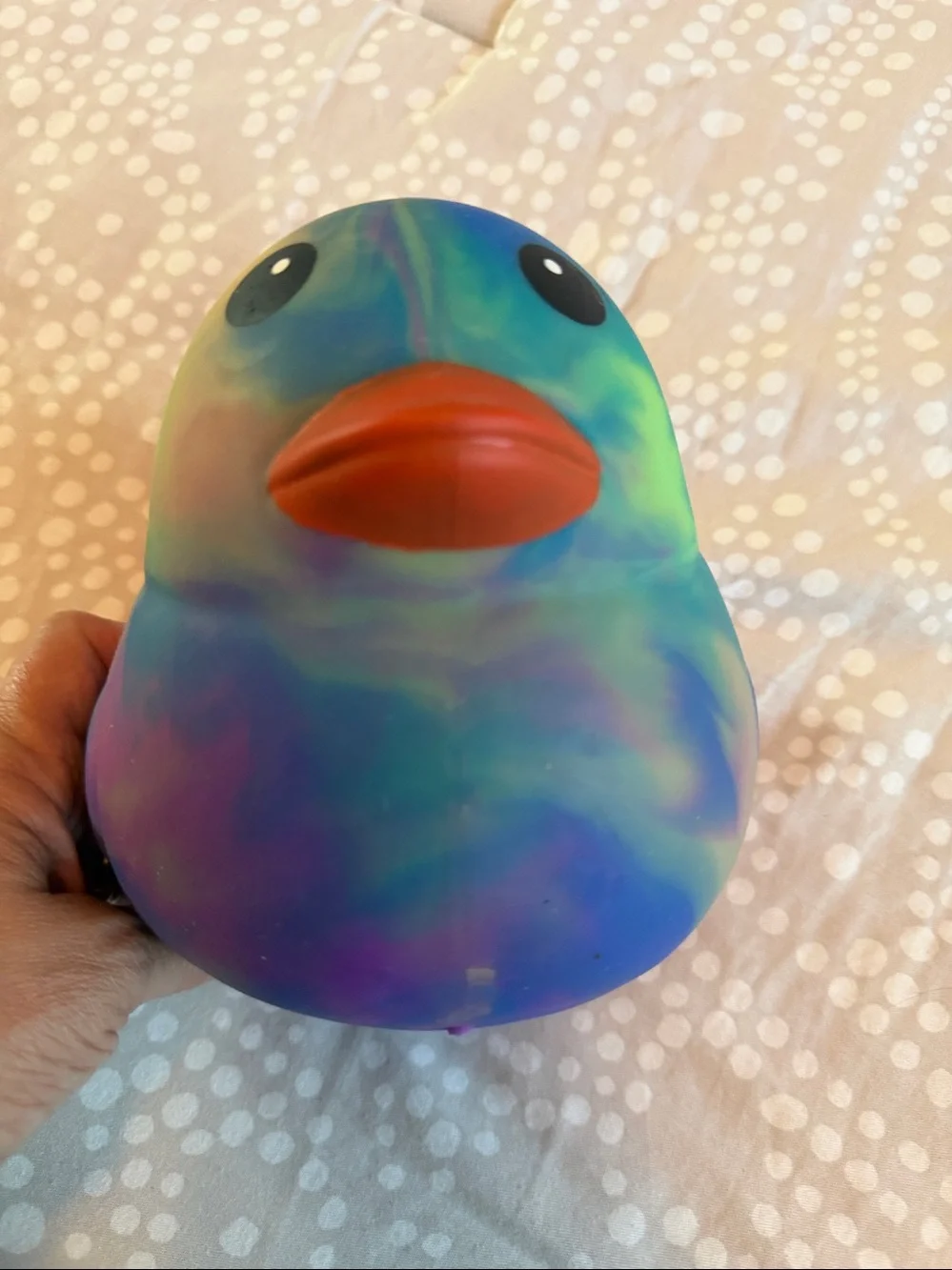 Squeeze Tie-Dye large Duck Toy - Blue Green, pink Purple Orange NWT